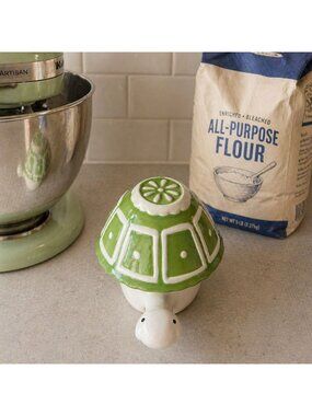 Pier1 Ceramic Turtle Measuring Cups Set Nesting Kitchen Decor Green Yellow Teal